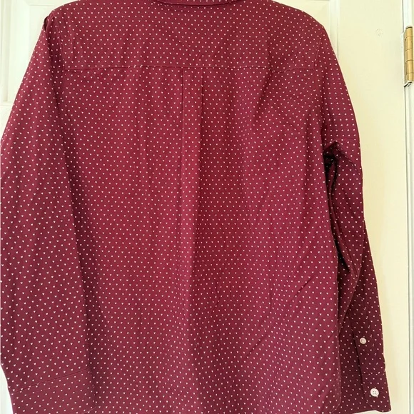 L.L. Bean Burgundy Shirt with White Dots - Picture 3 of 3